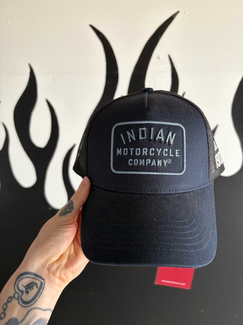 Indian Motorcycle Company Black Trucker Hat